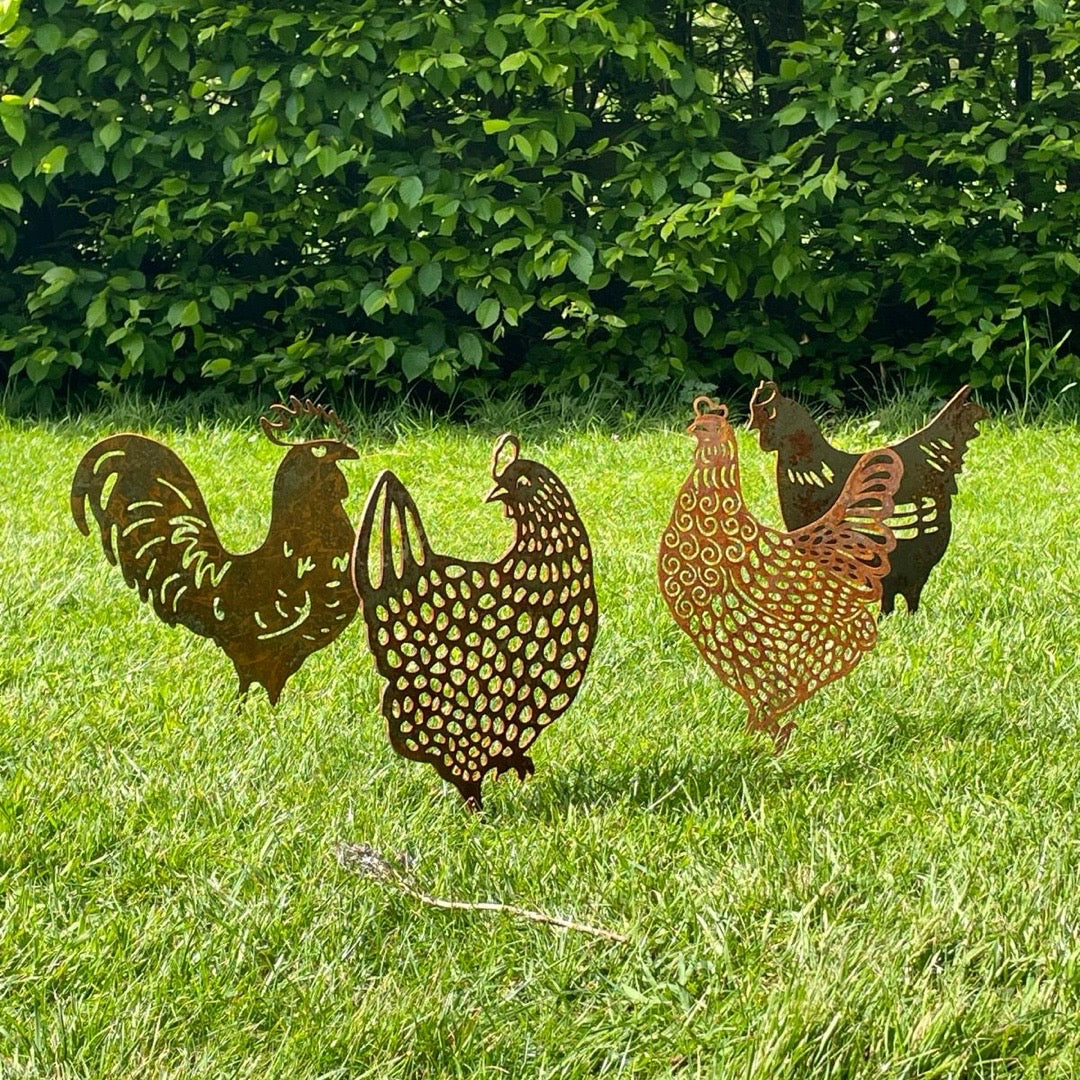 KOTARBAU® Tuindecoratie roestfiguren kippen tuinstaal design patina decoratie tuinsteker KOTARBAU® Tuindecoratie roestfiguren kippen tuinstaal design patina decoratie tuinsteker